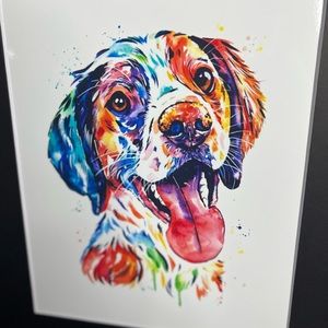 Brittany Spaniel Art Print with Frame 11x14 inch